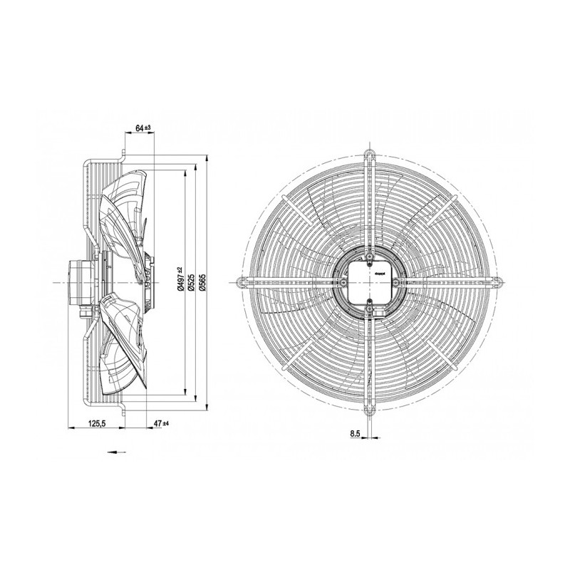 Ventilateur hélicoïde S8E500-AJ03-01