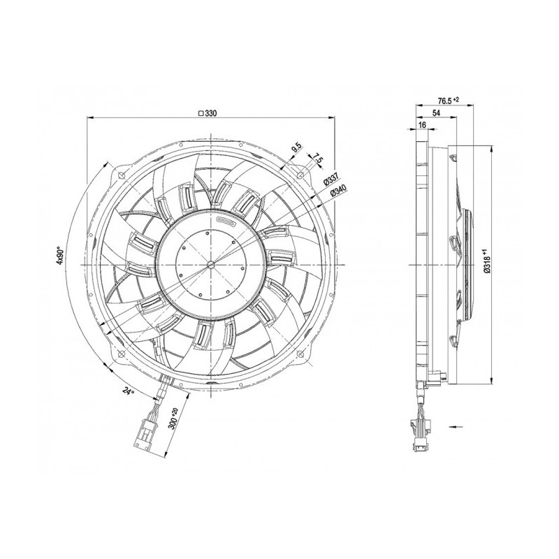 Ventilateur hélicoïde W3G300-BV25-21