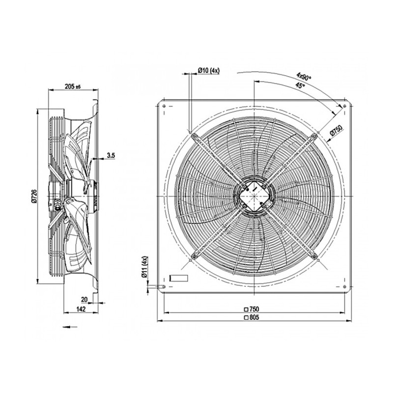 Ventilateur hélicoïde W8D630-GN01-01