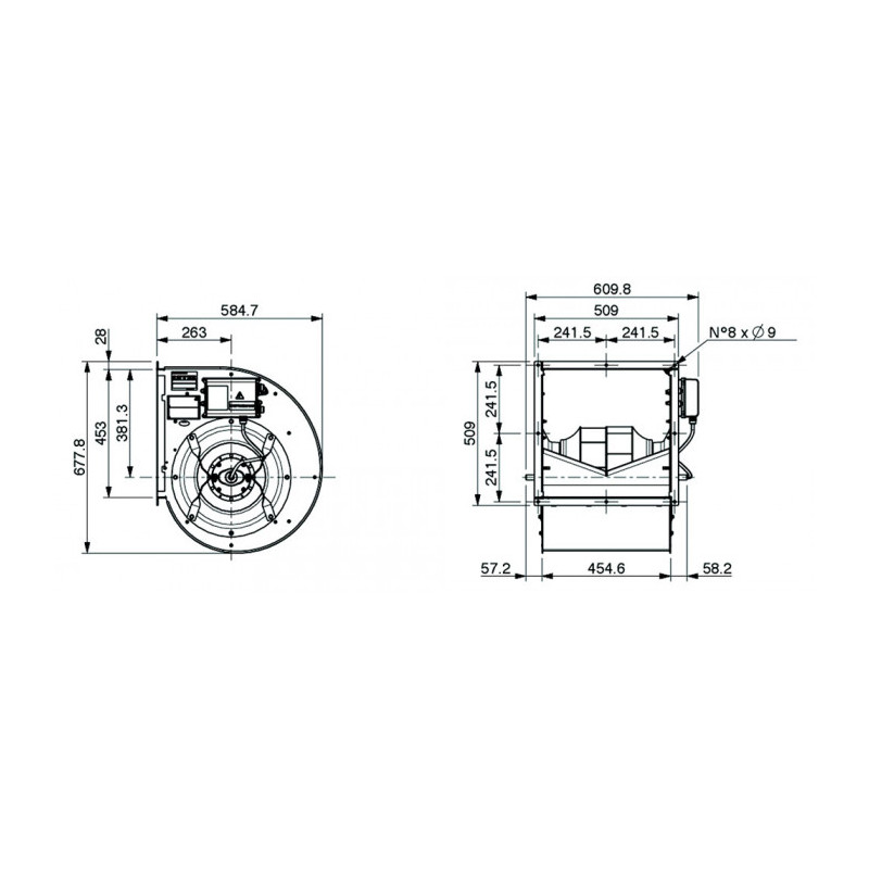 Ventilateur RDP E0-0355 2.6KW 400V 3F M6C2 + BRIDE