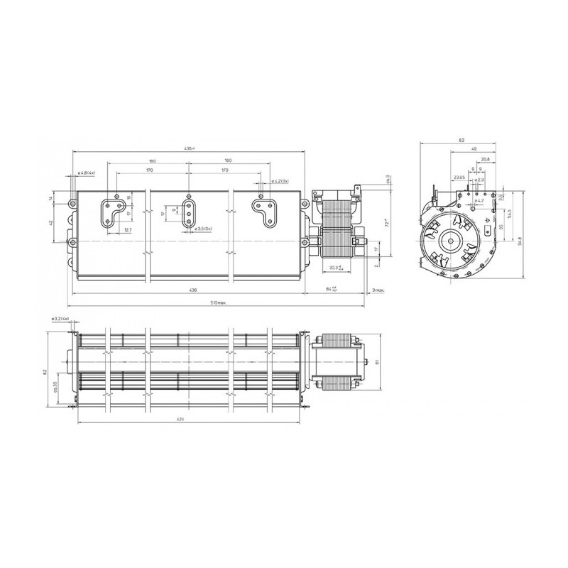 Ventilateur tangentiel simple QLF6/4200A9-3030L-162